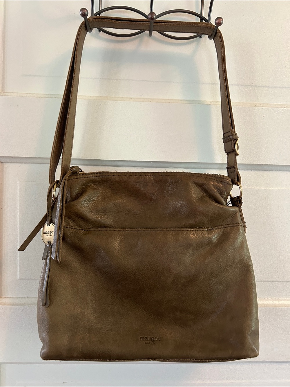 margot Olive Brown Leather Satchel Crossbody